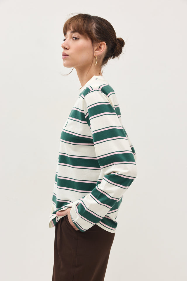 חולצת ספייסי כריות נשלפות פסים ירוק בקבוק