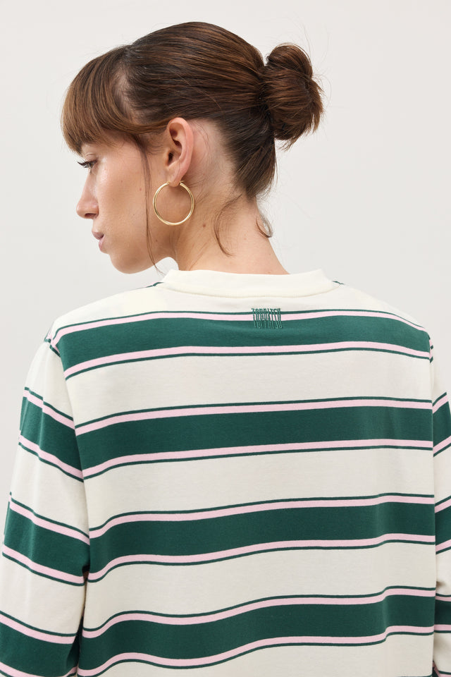 חולצת ספייסי כריות נשלפות פסים ירוק בקבוק