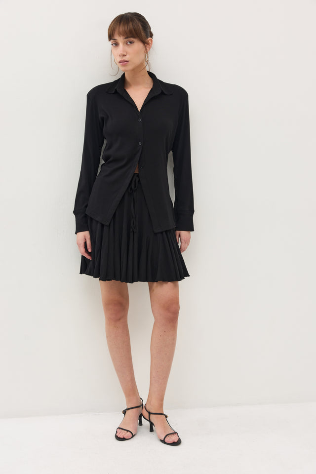 חצאית קקאו ריב A שחורה