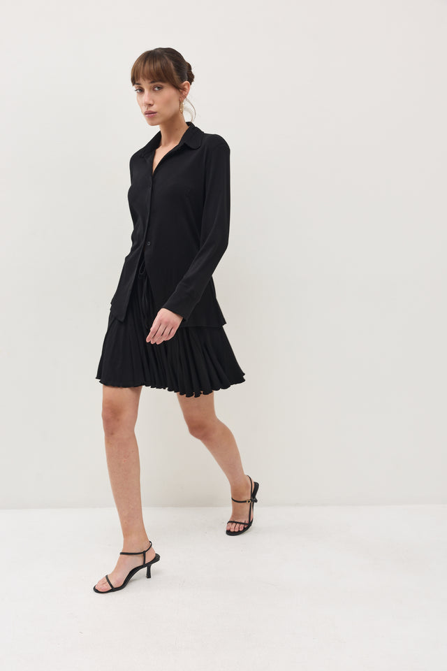 חצאית קקאו ריב A שחורה