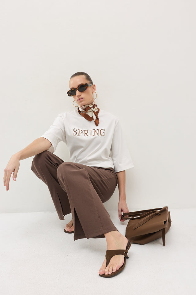 מכנסי קקאו ריב פתח קדמי חום טראפל