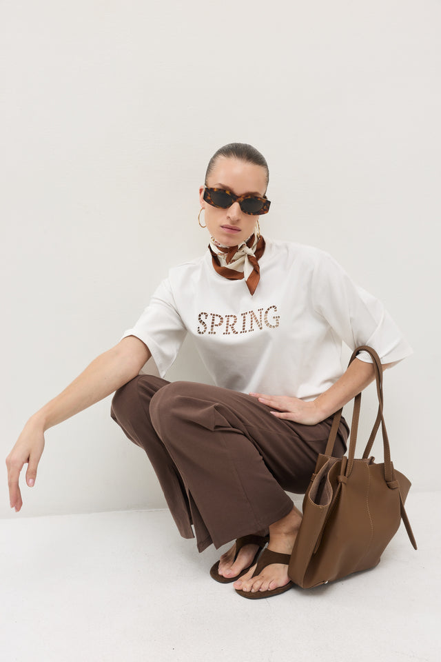 מכנסי קקאו ריב פתח קדמי חום טראפל