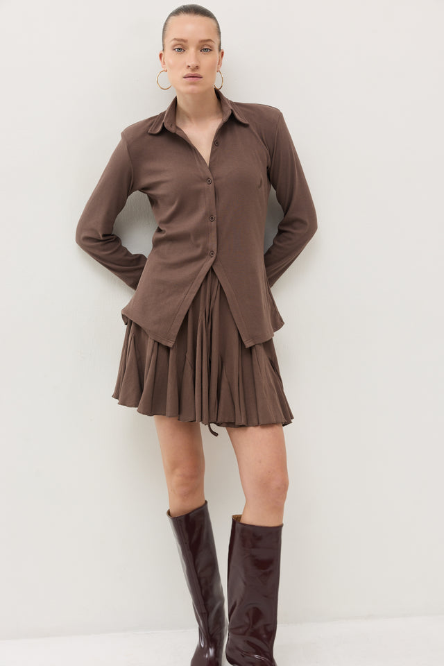 חצאית קקאו ריב A חום טראפל