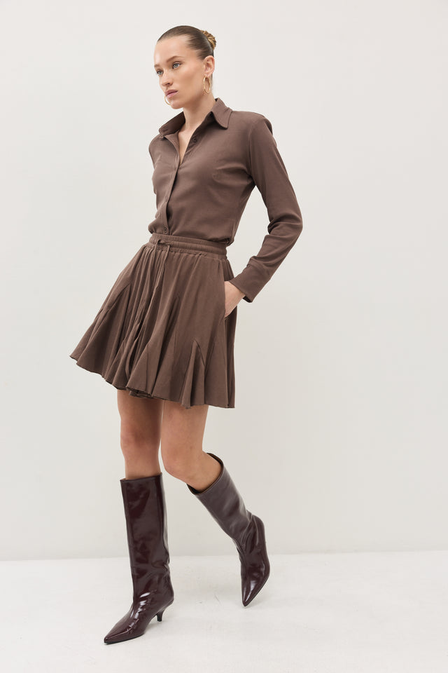 חצאית קקאו ריב A חום טראפל