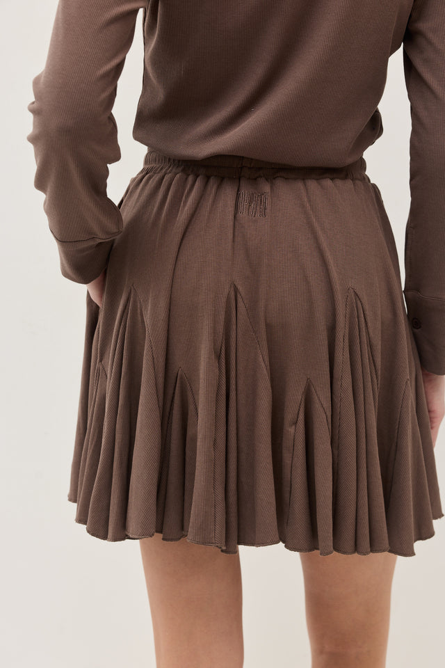 חצאית קקאו ריב A חום טראפל