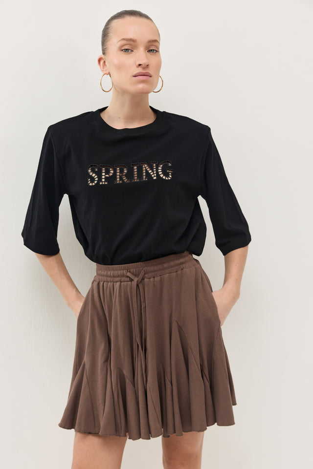 חצאית קקאו ריב A חום טראפל