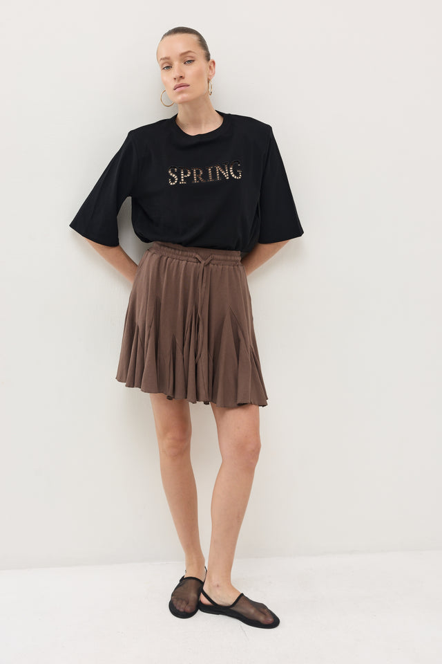 חצאית קקאו ריב A חום טראפל