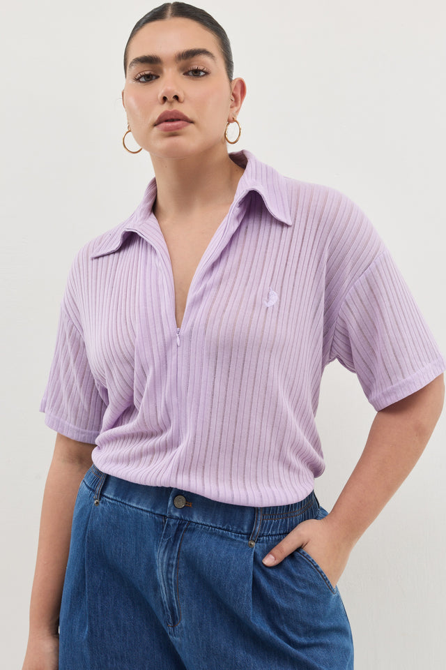 חולצת זיפר וונט ספייסי סגול לילך