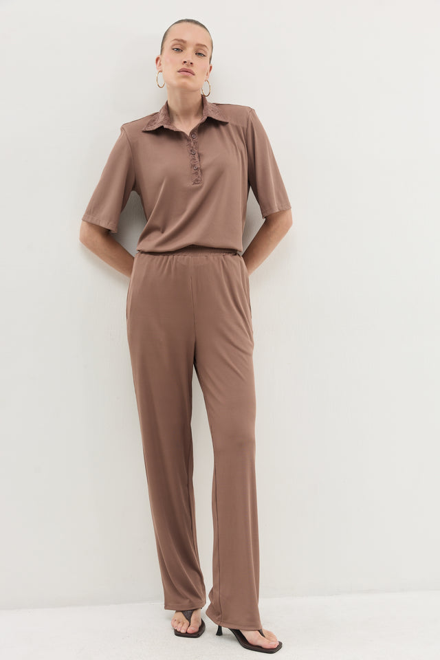 חולצת ספיריט וונט ריב צווארון תחרה טראפל