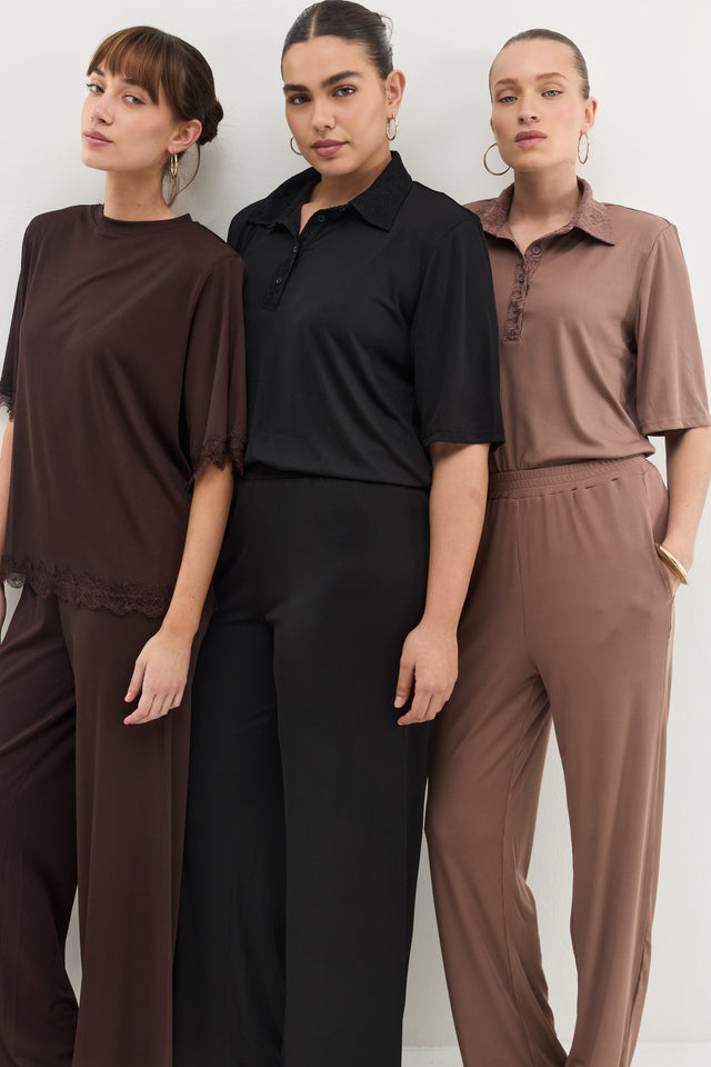 חולצת ספיריט וונט ריב צווארון תחרה טראפל