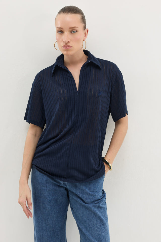 חולצת זיפר וונט ספייסי נייבי