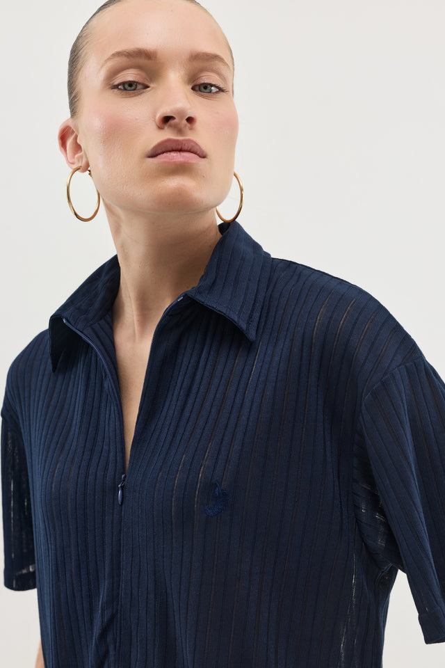 חולצת זיפר וונט ספייסי נייבי