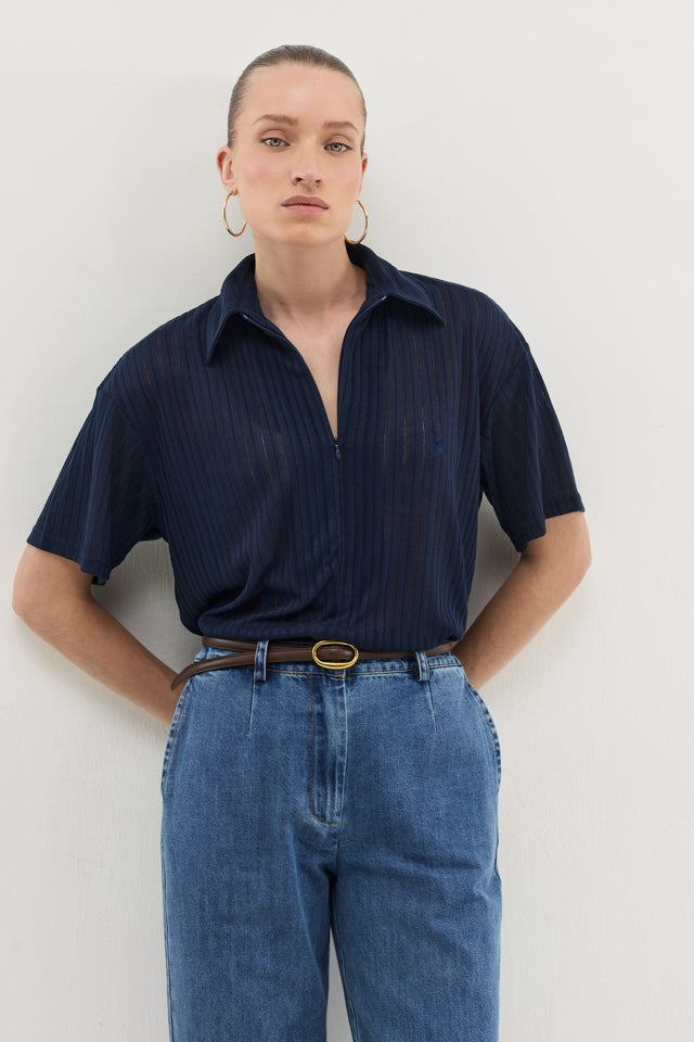 חולצת זיפר וונט ספייסי נייבי