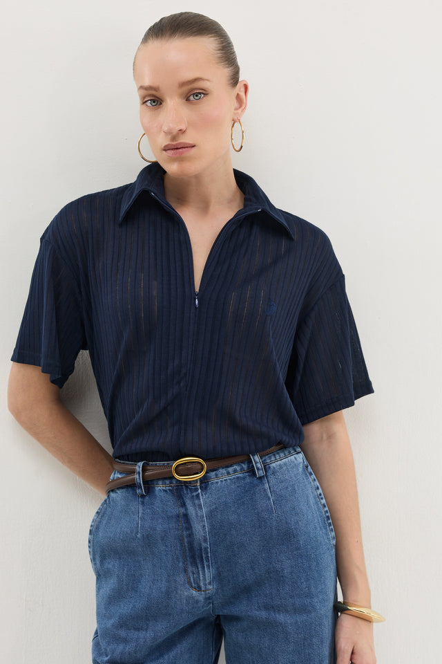 חולצת זיפר וונט ספייסי נייבי