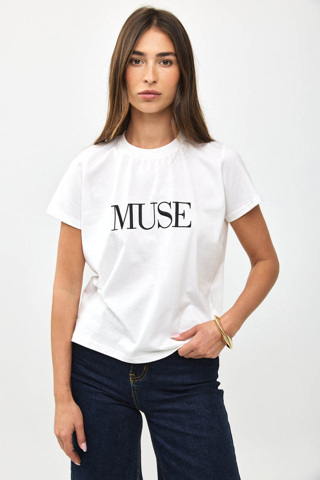 חולצת קוקיז רקמת MUSE לבנה
