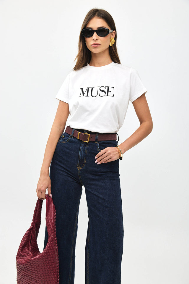 חולצת קוקיז רקמת MUSE לבנה