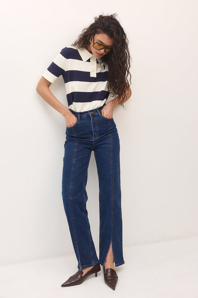 מכנסי ג'ינס גולדי שליץ אמצעי כחול כהה