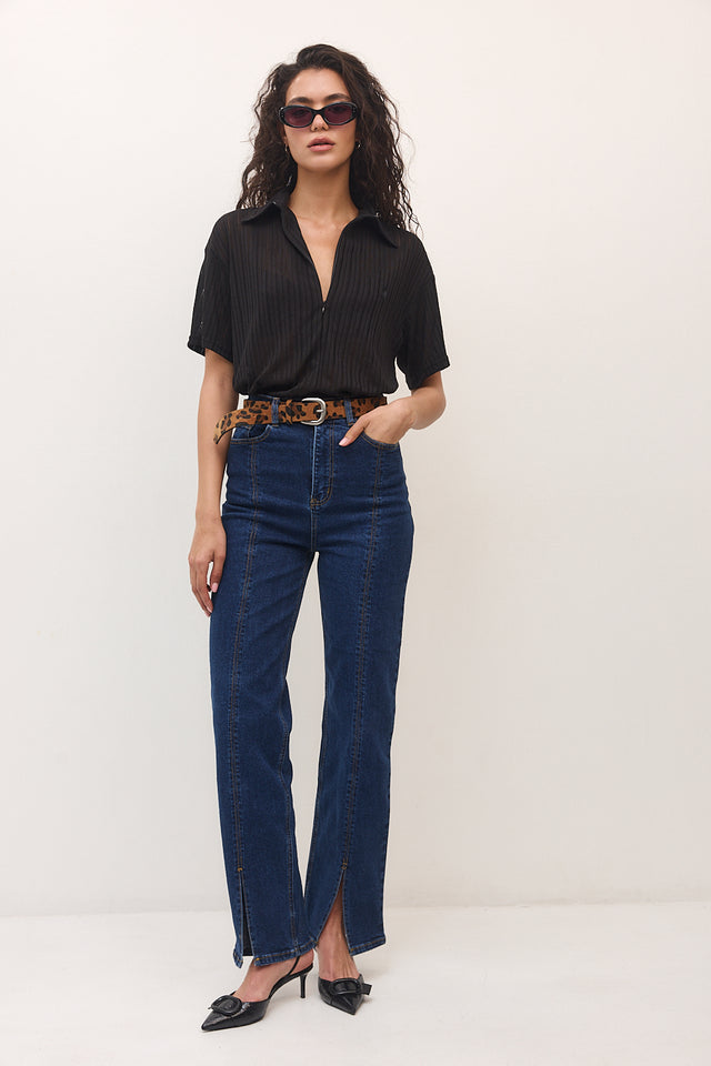 מכנסי ג'ינס גולדי שליץ אמצעי כחול כהה