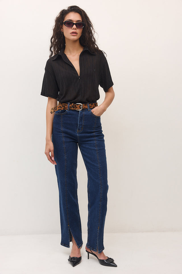 מכנסי ג'ינס גולדי שליץ אמצעי כחול כהה