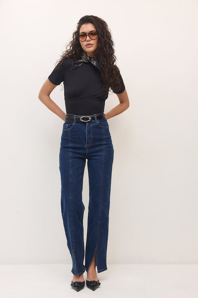 מכנסי ג'ינס גולדי שליץ אמצעי כחול כהה