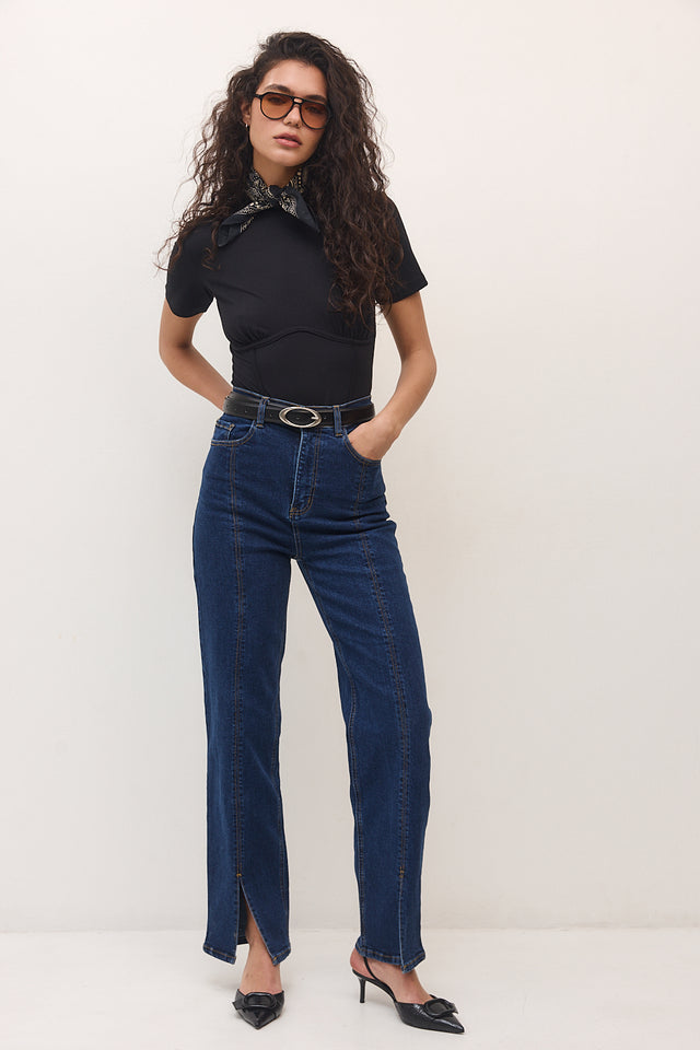 מכנסי ג'ינס גולדי שליץ אמצעי כחול כהה