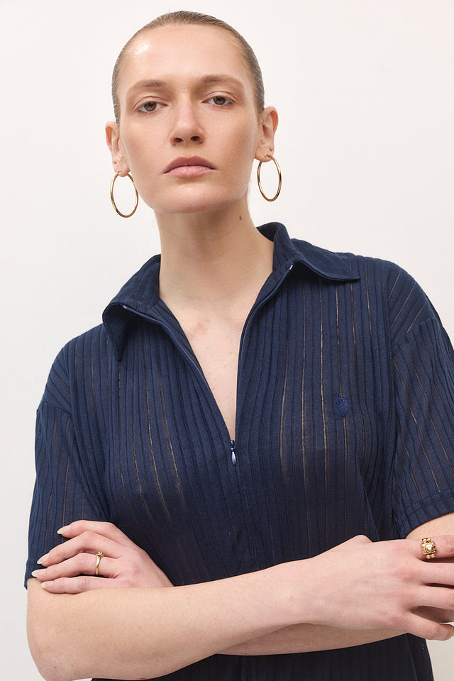 חולצת זיפר וונט ספייסי נייבי