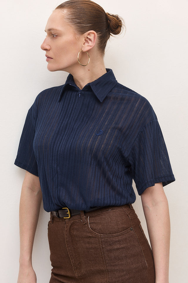 חולצת זיפר וונט ספייסי נייבי