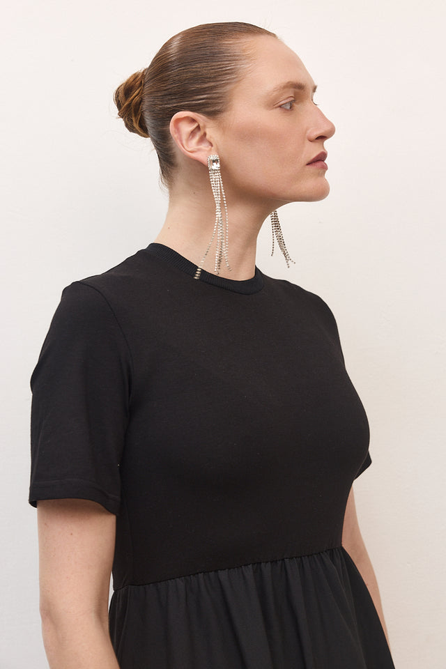 עגילים נופלים שיבוץ מלבן כסופים