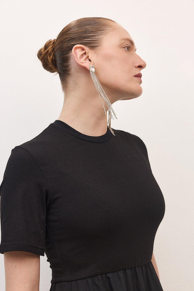 עגילים נופלים שיבוץ מלבן כסופים