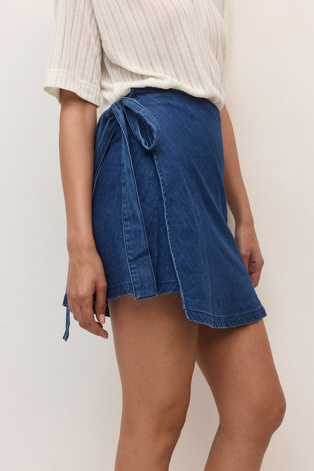 חצאית אושן מעטפת ג׳ינס כחול כהה