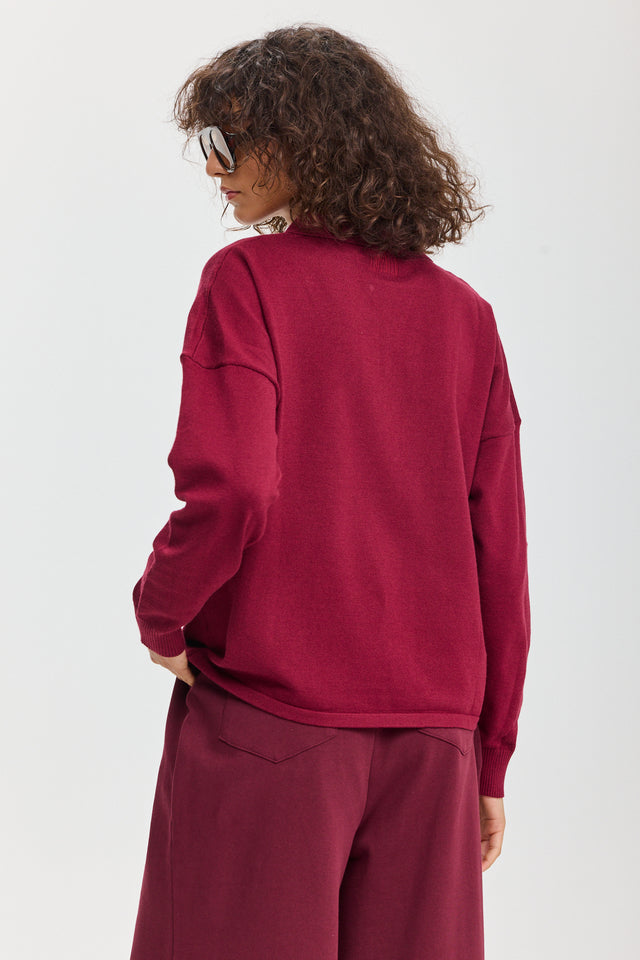 חולצת סריג אפוגאטו פולו ארוכה ברגנדי