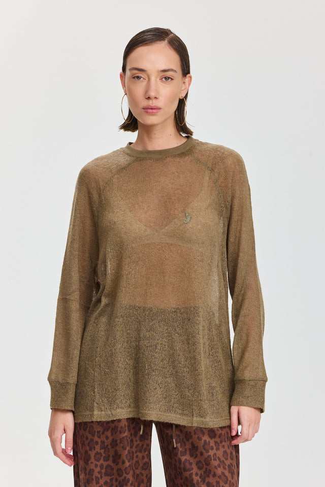 חולצת LEAGUE סריג דק זית