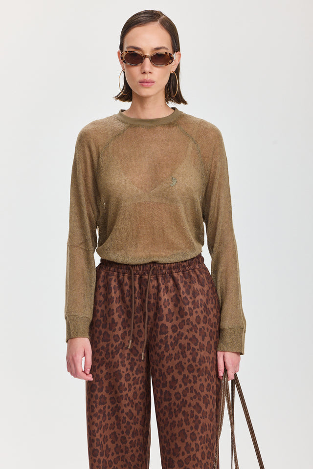 חולצת LEAGUE סריג דק זית