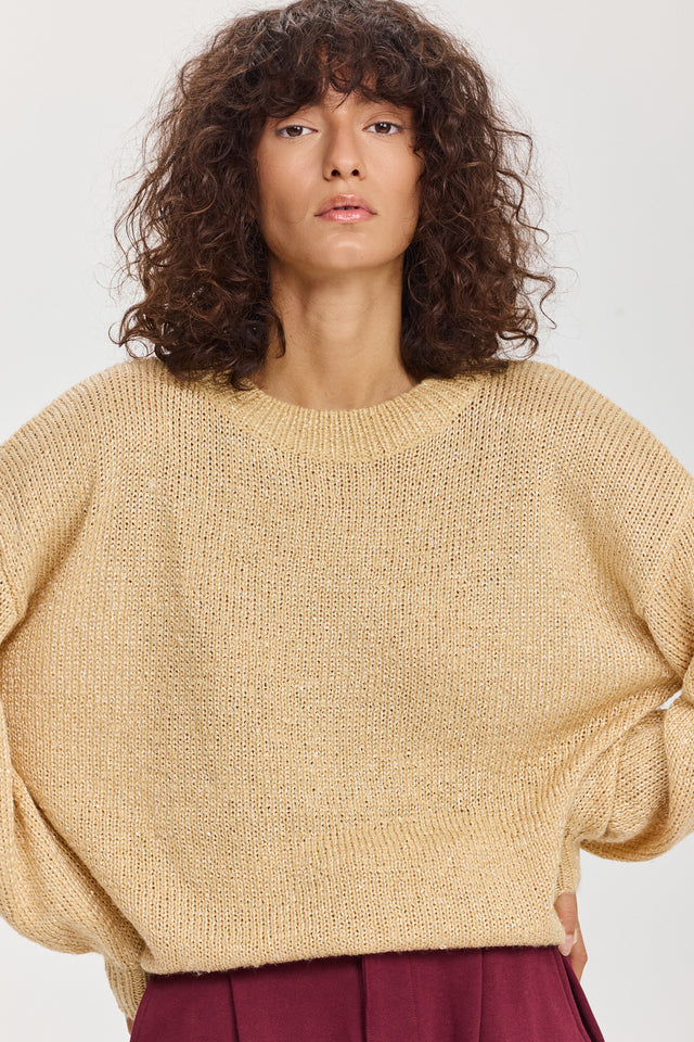 סוודר מרשמלו פייטים קרמל