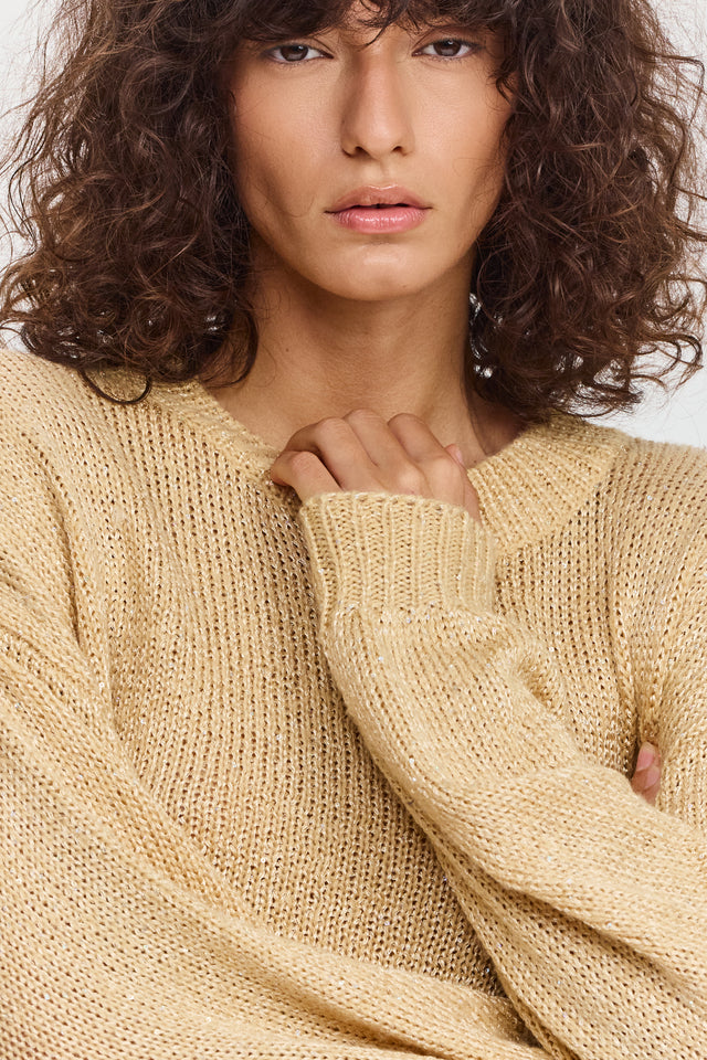 סוודר מרשמלו פייטים קרמל