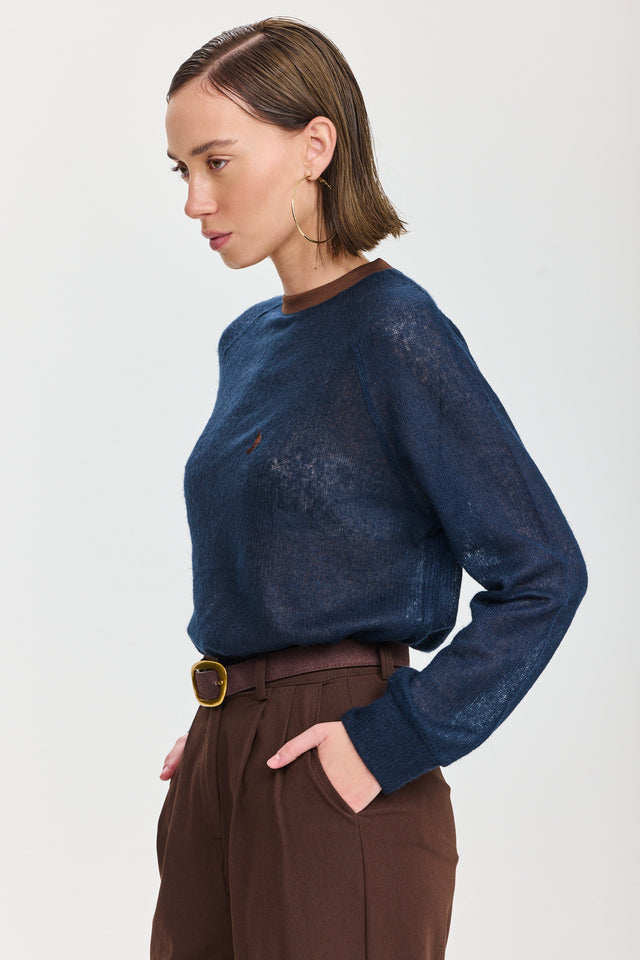 חולצת LEAGUE ספייסי סריג דק חומה