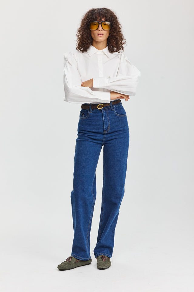 מכנסי ג'ינס גולדי ארוך וואש כחול