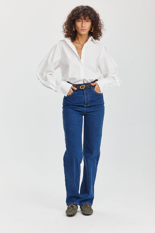 מכנסי ג'ינס גולדי ארוך וואש כחול