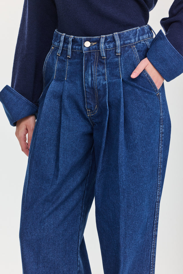 מכנסי ג'ינס מאפין מחוייטים כחולים