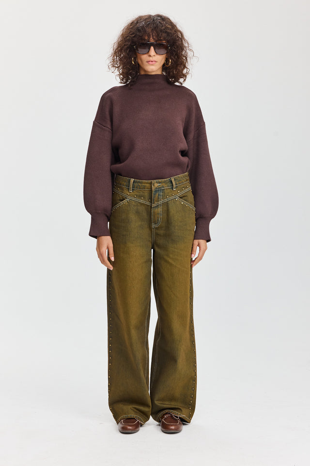 סוודר פרזנט חום שוקולד