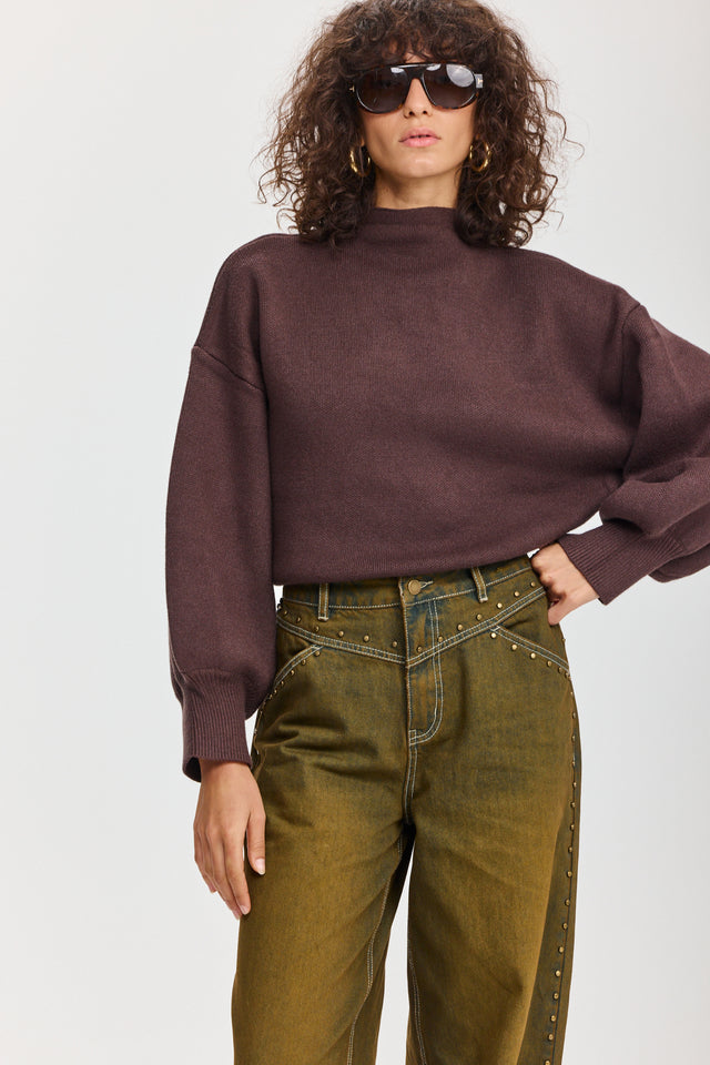 מכנסי ג'ינס ברנדי ניטים ברונזה