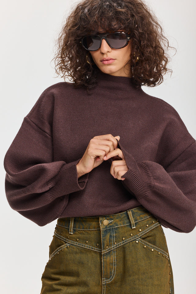 סוודר פרזנט חום שוקולד