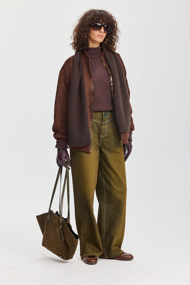 מכנסי ג'ינס ברנדי ניטים ברונזה