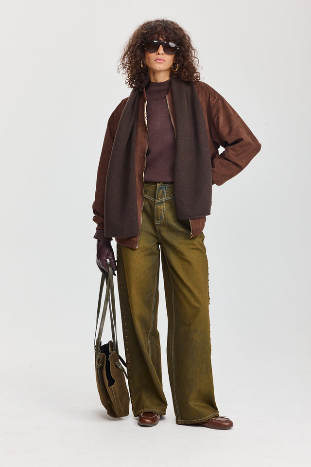 מכנסי ג'ינס ברנדי ניטים ברונזה