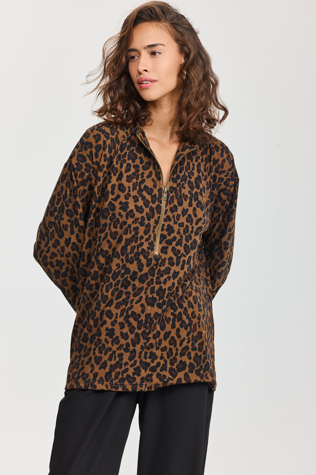 חולצת זיפר שרוול ארוך מנומרת