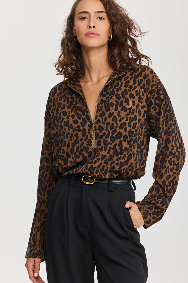 חולצת זיפר שרוול ארוך מנומרת