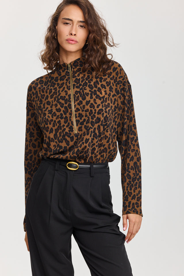 חולצת זיפר שרוול ארוך מנומרת