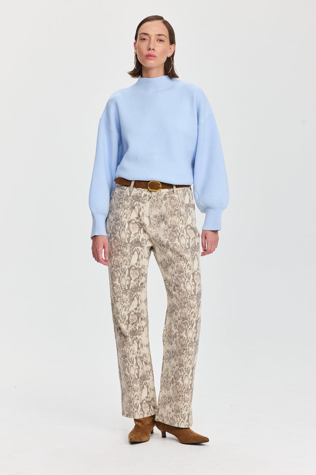 מכנסי ג'ינס נחש אפור שמנת