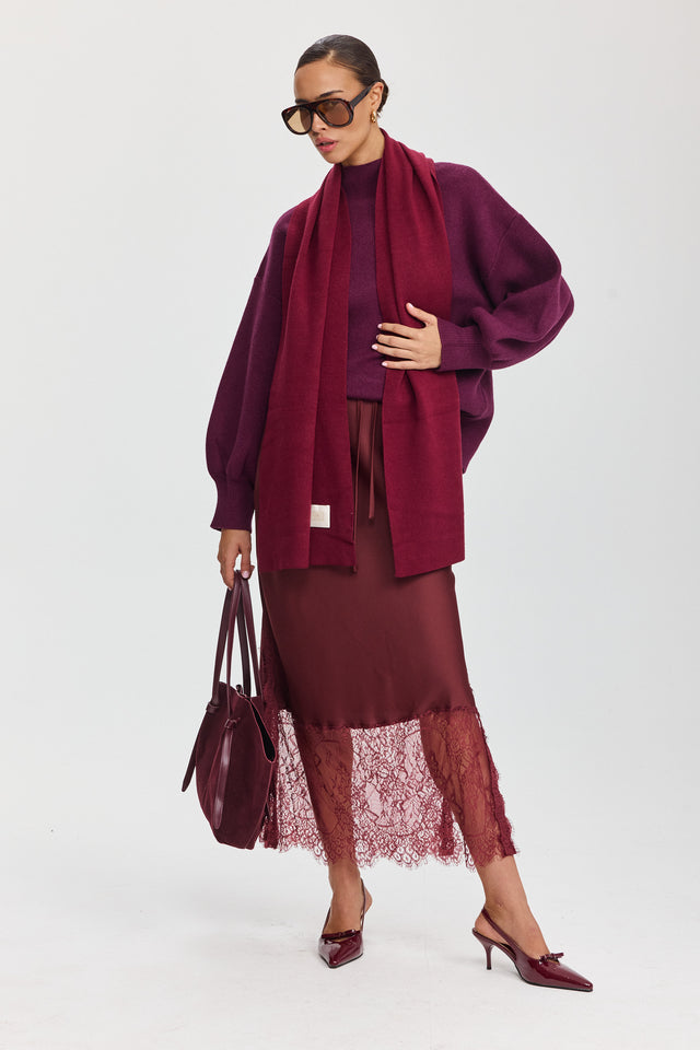 צעיף פרזנט בורגנדי