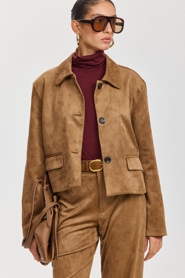 ז'קט אייריש קופי זמש קאמל